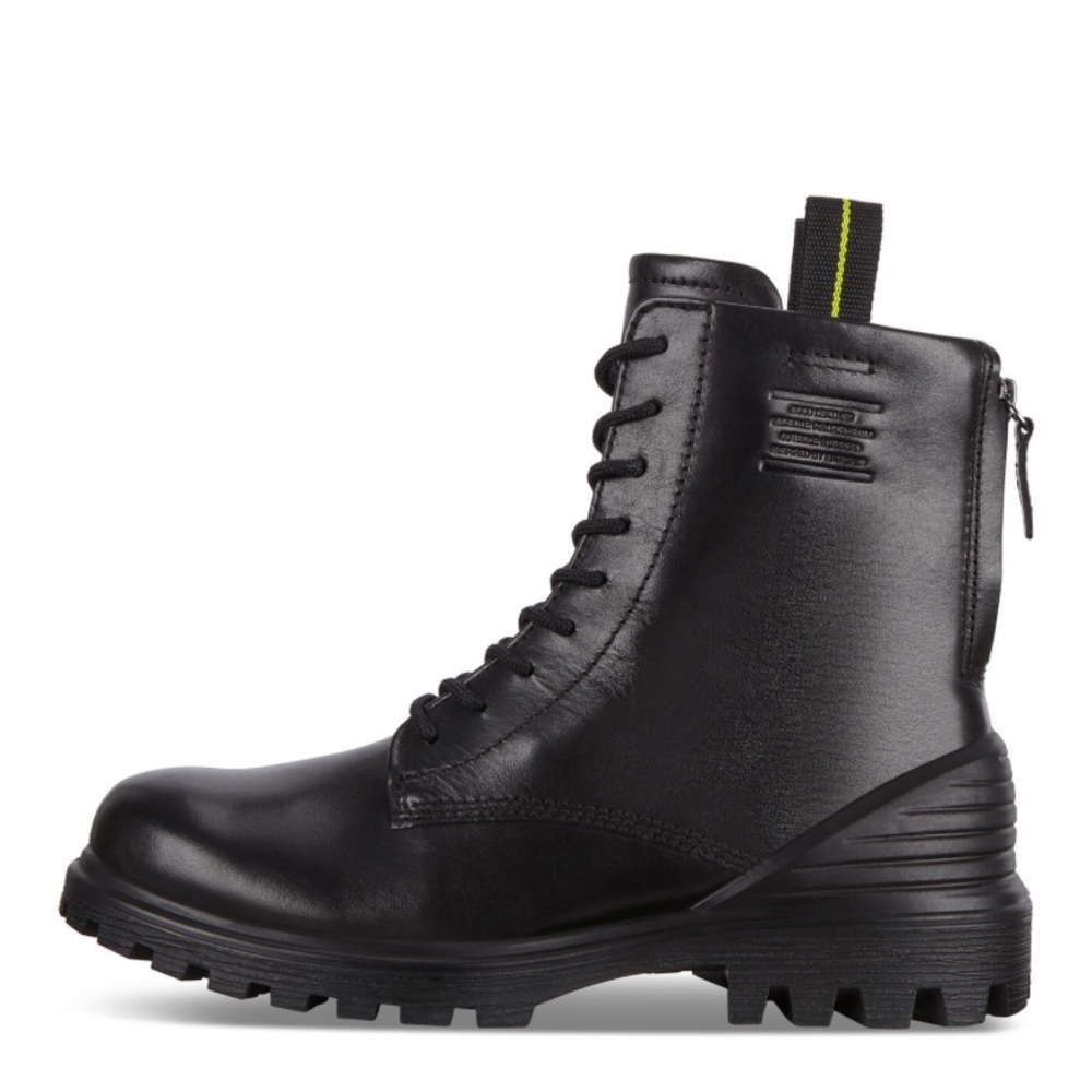 Women’s ECCO TredTray Black Leather Combat Boots 7